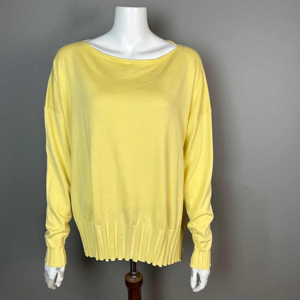 Planet by Lauren G Yellow Sweater One Size O/S Slouchy Pima Cotton lagenlook